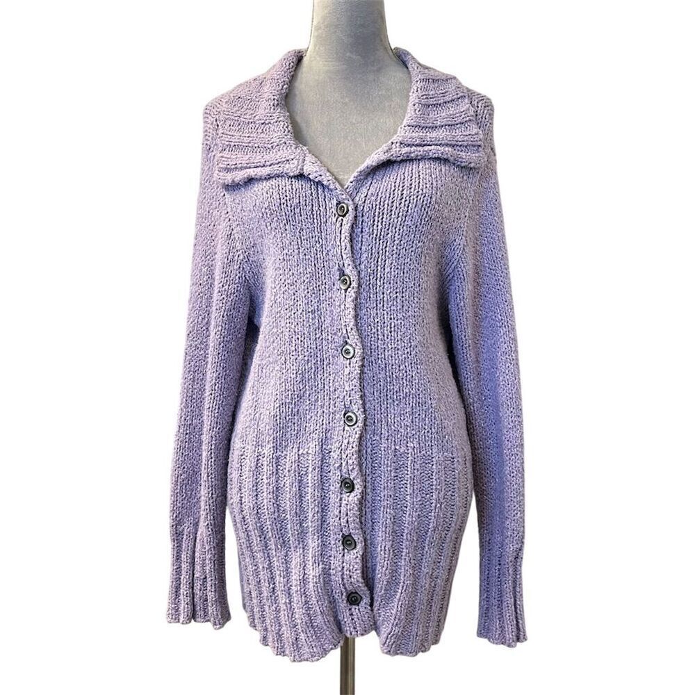J. jill Women's XS Purple Cardigan Knit Sweater Button-Down Cottagecore Outdoor